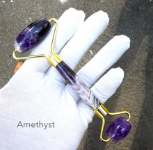 Load image into Gallery viewer, Crystal Dual Face Roller | Skin Care |  Rose Quartz | Amethyst | Jade | Terahertz Aventurine | Bian Stone | Crystal Heart Melbourne Australia since 1986
