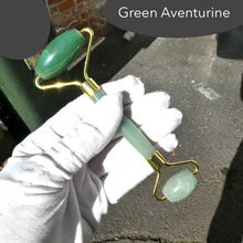 Load image into Gallery viewer, Crystal Dual Face Roller | Skin Care |  Rose Quartz | Amethyst | Jade | Terahertz Aventurine | Bian Stone | Crystal Heart Melbourne Australia since 1986
