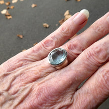 Load image into Gallery viewer, Aquamarine Ring | Large Faceted Oval | Fine 925 Sterling Silver | US Size 7 | AUS Size N1/2 | Genuine Gems from Crystal Heart Melbourne Australia since 1986
