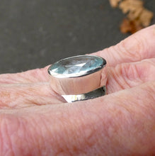 Load image into Gallery viewer, Aquamarine Ring | Large Faceted Oval | Fine 925 Sterling Silver | US Size 7 | AUS Size N1/2 | Genuine Gems from Crystal Heart Melbourne Australia since 1986