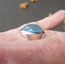 Load image into Gallery viewer, Aquamarine Ring | Oval Cabochon | 925 Sterling Silver | US Size 6 | AUS Size L1/2 | Genuine Gems from Crystal Heart Melbourne Australia since 1986