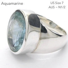 Load image into Gallery viewer, Aquamarine Ring | Large Faceted Oval | Fine 925 Sterling Silver | US Size 7 | AUS Size N1/2 | Genuine Gems from Crystal Heart Melbourne Australia since 1986
