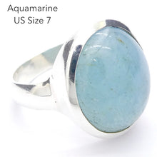 Load image into Gallery viewer, Aquamarine Ring | Oval Cabochon | 925 Sterling Silver | US Size 6 | AUS Size L1/2 | Genuine Gems from Crystal Heart Melbourne Australia since 1986