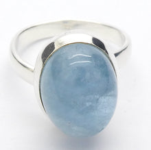 Load image into Gallery viewer, Aquamarine Ring | Oval Cabochon | 925 Sterling Silver | US Size 8 to 10 | Safe at Sea | Aquarius, Pisces, Aries | Throat Chakra | Crystal Heart Melbourne 1986