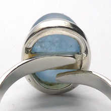 Load image into Gallery viewer, Aquamarine Ring | Oval Cabochon | 925 Sterling Silver | US Size 8 to 10 | Safe at Sea | Aquarius, Pisces, Aries | Throat Chakra | Crystal Heart Melbourne 1986