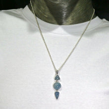 Load image into Gallery viewer, Aquamarine Pendant, 3 Cabochons dangling in line, 925 Silver, kt1