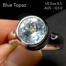 Load image into Gallery viewer, Aquamarine Ring | Large Faceted Round | Fine 925 Sterling Silver | US Size 8.5 | AUS Size Q1/2 | Genuine Gems from Crystal Heart Melbourne Australia since 1986