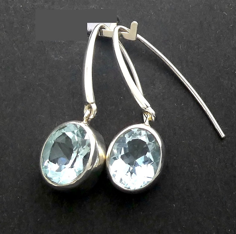 Aquamarine Earrings | Faceted Oval | Matched Pair | Fine 925 Sterling Silver | Genuine Gems from Crystal Heart Melbourne Australia since 1986