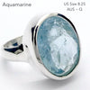 Aquamarine Ring | Large Faceted Oval | Fine 925 Sterling Silver | US Size 8.25 | AUS Size Q | Genuine Gems from Crystal Heart Melbourne Australia since 1986