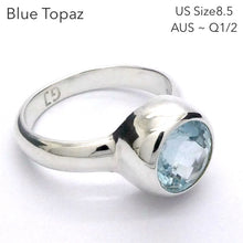 Load image into Gallery viewer, Aquamarine Ring | Large Faceted Round | Fine 925 Sterling Silver | US Size 8.5 | AUS Size Q1/2 | Genuine Gems from Crystal Heart Melbourne Australia since 1986