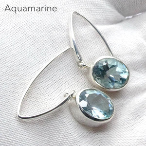 Aquamarine Earrings | Faceted Oval | Matched Pair | Fine 925 Sterling Silver | Genuine Gems from Crystal Heart Melbourne Australia since 1986