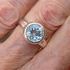 Aquamarine Ring | Large Faceted Round | Fine 925 Sterling Silver | US Size 8.5 | AUS Size Q1/2 | Genuine Gems from Crystal Heart Melbourne Australia since 1986