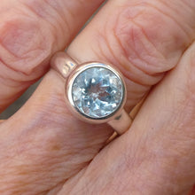 Load image into Gallery viewer, Aquamarine Ring | Large Faceted Round | Fine 925 Sterling Silver | US Size 8.5 | AUS Size Q1/2 | Genuine Gems from Crystal Heart Melbourne Australia since 1986