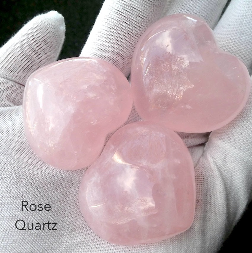 Rose Quartz Hearts | Generous thickness | Good colour | Love | Heart Healing | Loving Gift | Crystal Heart Melbourne Australia since 1986