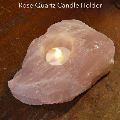 Rose Quartz Candle Holderl | Freeform Raw Rock | Good colour | Intimate Atmosphere | Love | Heart Healing | Crystal Heart Melbourne Australia since 1986