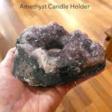 Load image into Gallery viewer, Amethyst Candle Holderl |  Raw Cluster | Good colour | Purifying and balancing | Crystal Heart Melbourne Australia since 1986