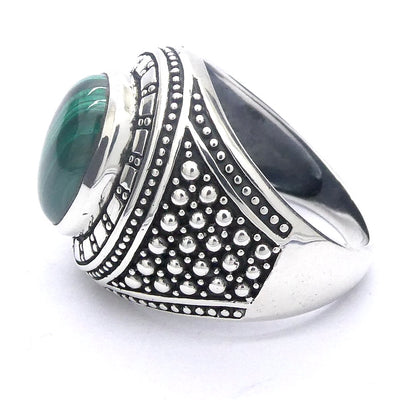 Malachite Ring | Oval Cabochon | Ornate 925 Silver Setting | US Size 10 | Aus T1/2 | Detox, Feminine Power | Gaia Healing | Crystal Heart Melbourne est 1986