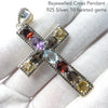 Cross Pendant | Bejewelled | 925 Sterling Silver | 10 Genuine Faceted Stones | Amethyst | Citrine | Garnet | Topaz | Smoky | Crystal Heart Melbourne est 1986