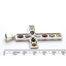 Load image into Gallery viewer, Cross Pendant | Bejewelled | 925 Sterling Silver | 10 Genuine Faceted Stones | Amethyst | Citrine | Garnet | Topaz | Smoky | Crystal Heart Melbourne est 1986