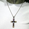 Cross Pendant | Bejewelled | 925 Sterling Silver | 10 Genuine Faceted Stones | Amethyst | Citrine | Garnet | Topaz | Smoky | Crystal Heart Melbourne est 1986