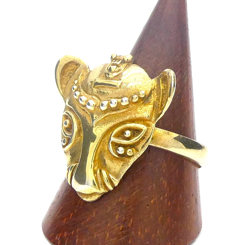 Bastet Egyptian Cat Ring | Gold Plated 925 Silver, AKA Vermeil  | Goddess protection home feminine | Crystal Heart Melbourne Australia since 1986