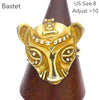 Bastet Egyptian Cat Ring | Gold Plated 925 Silver, AKA Vermeil  | Goddess protection home feminine | Crystal Heart Melbourne Australia since 1986