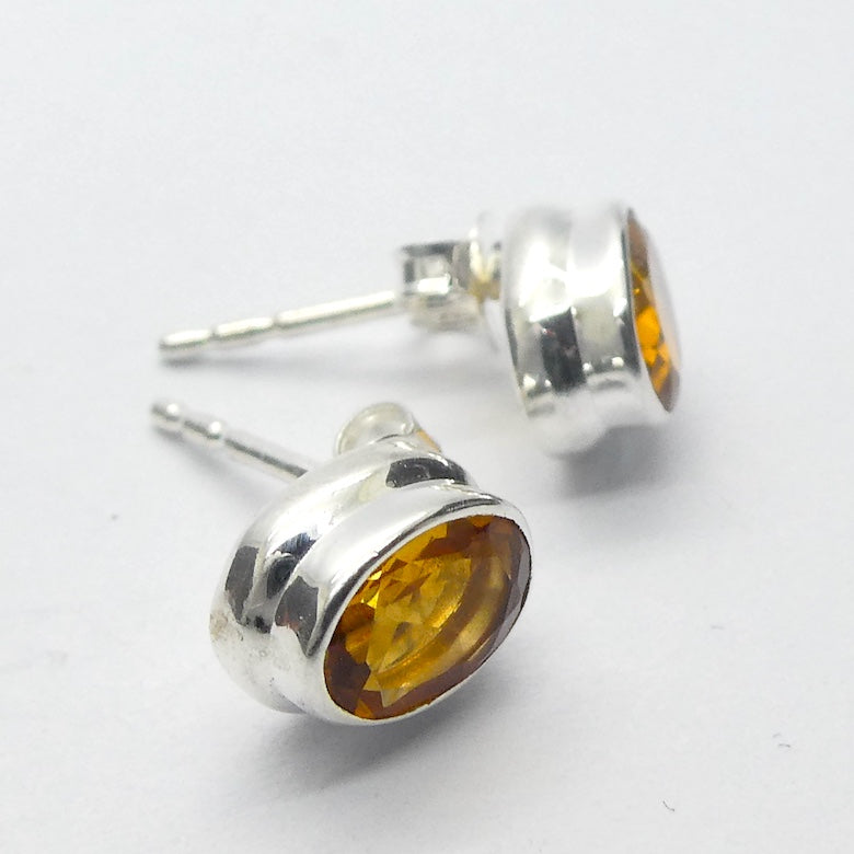 Mandarin Citrine Studs | Faceted Ovals | 925 Sterling Silver | Stepped Bezel | Positivity & abundance | Leo, Sagittarius, Scorpio | Crystal Heart Melbourne est 1986
