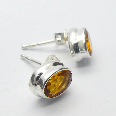Mandarin Citrine Studs | Faceted Ovals | 925 Sterling Silver | Stepped Bezel | Positivity & abundance | Leo, Sagittarius, Scorpio | Crystal Heart Melbourne est 1986
