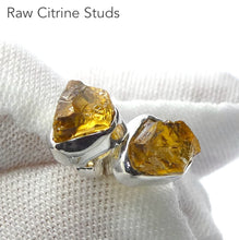 Load image into Gallery viewer, Citrine Studs | Raw nuggets | Good colour &amp; Clarity | 925 Sterling Silver | Bezel Set | Positivity &amp; abundance | Leo, Sagittarius, Scorpio | Crystal Heart Melbourne est 1986
