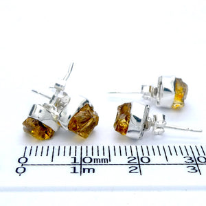 Citrine Studs | Raw nuggets | Good colour & Clarity | 925 Sterling Silver | Bezel Set | Positivity & abundance | Leo, Sagittarius, Scorpio | Crystal Heart Melbourne est 1986
