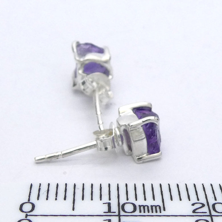 Amethyst Studs | Raw Nuggets | 925 Sterling Silver | Claw Set | Balance & Harmony | 3rd Eye Vision | Aquarius | Pisces | Crystal Heart Melbourne est 1986
