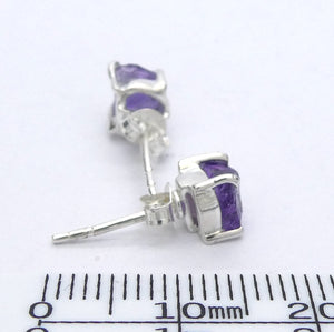 Amethyst Studs | Raw Nuggets | 925 Sterling Silver | Claw Set | Balance & Harmony | 3rd Eye Vision | Aquarius | Pisces | Crystal Heart Melbourne est 1986

