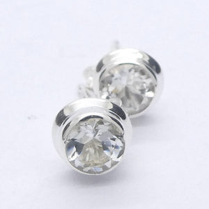 White Topaz Studs | Faceted Rounds | 925 Sterling Silver | Bezel Set | White Light | Manifestation | Sagittarius | Aries | Crystal Heart Melbourne est 1986
