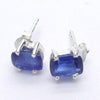 Blue Kyanite Studs | Gemmy Sapphire Blue | Oblong Cushion Cut  | 925 Sterling | Prong Set | Focus | Manifest | EMF Protection | Crystal Heart Australia est 1986