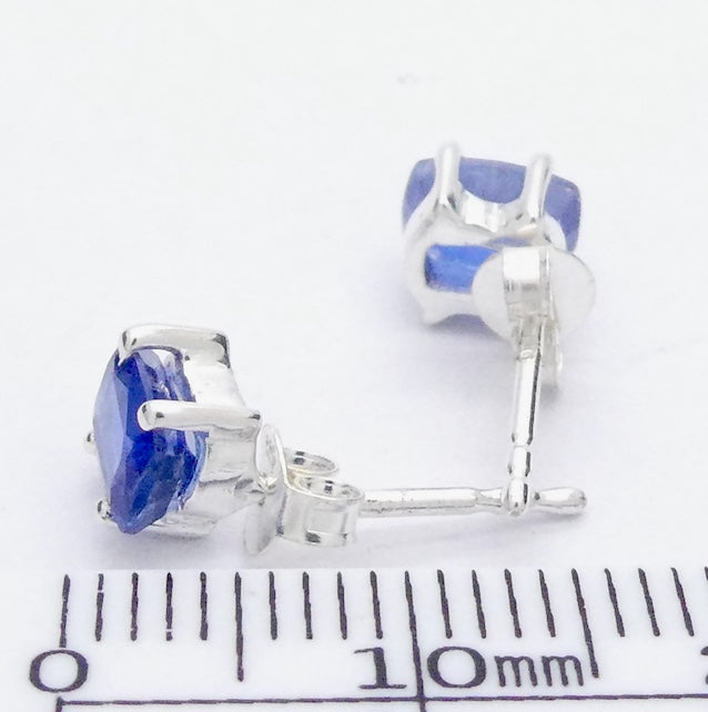 Blue Kyanite Studs | Gemmy Sapphire Blue | Square Cushion | 925 Sterling Silver | Focus | Manifest | EMF Protection | Crystal Heart Australia since 1986