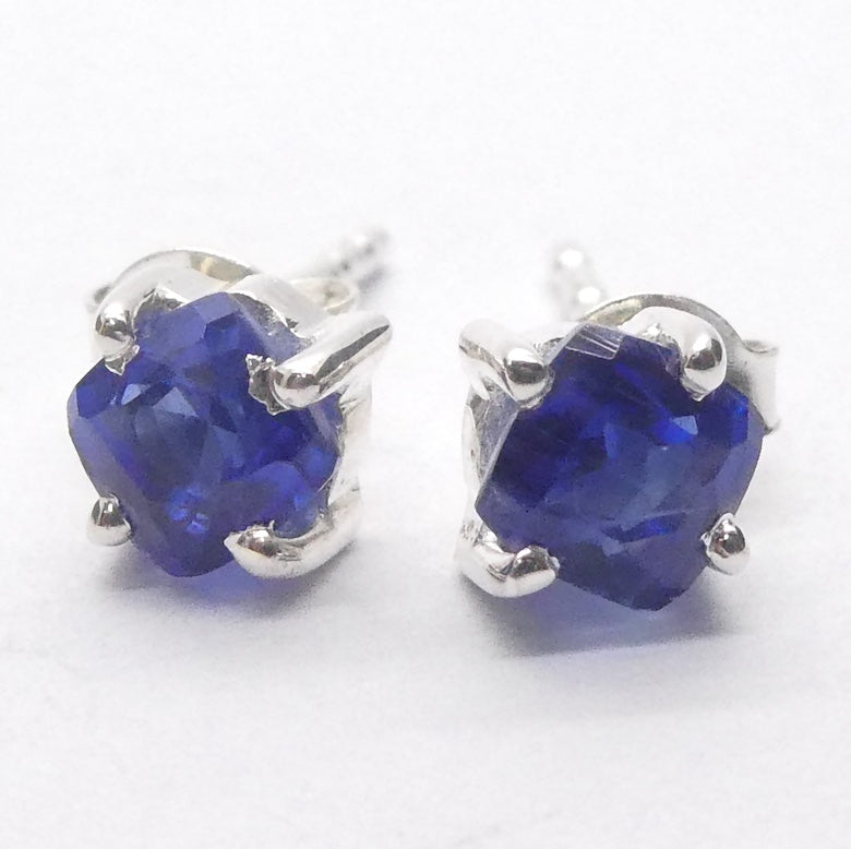 Blue Kyanite Studs | Gemmy Sapphire Blue | Square Cushion | 925 Sterling Silver | Focus | Manifest | EMF Protection | Crystal Heart Australia since 1986
