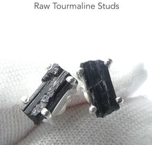 Load image into Gallery viewer, Tourmaline Studs | Raw Black Crystal | 925 Sterling Silver | Empower cleanse base chakra | Capricorn | Scorpio | Libra Stone | Crystal Heart Melbourne est 1986
