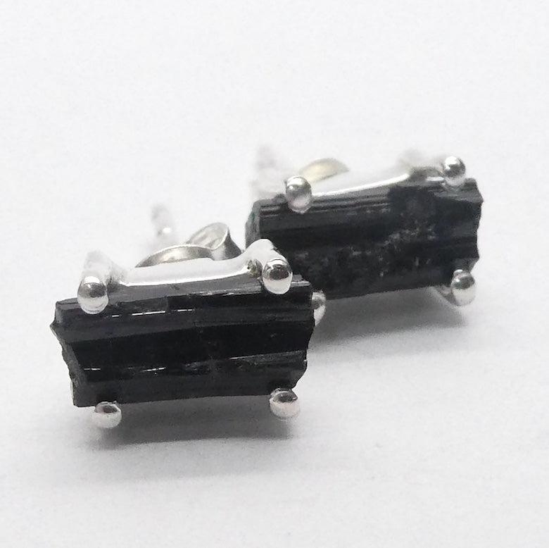 Tourmaline Studs | Raw Black Crystal | 925 Sterling Silver | Empower cleanse base chakra | Capricorn | Scorpio | Libra Stone | Crystal Heart Melbourne est 1986
