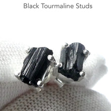Load image into Gallery viewer, Tourmaline Studs | Raw Black Crystal | 925 Sterling Silver | Empower cleanse base chakra | Capricorn | Scorpio | Libra Stone | Crystal Heart Melbourne est 1986
