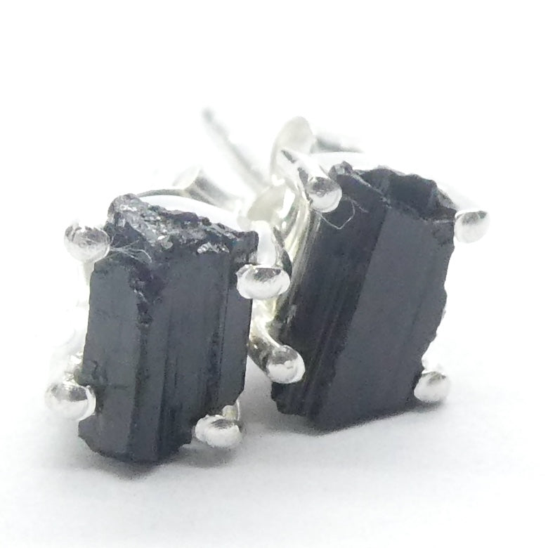 Tourmaline Studs | Raw Black Crystal | 925 Sterling Silver | Empower cleanse base chakra | Capricorn | Scorpio | Libra Stone | Crystal Heart Melbourne est 1986
