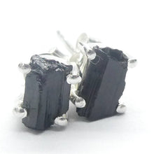 Load image into Gallery viewer, Tourmaline Studs | Raw Black Crystal | 925 Sterling Silver | Empower cleanse base chakra | Capricorn | Scorpio | Libra Stone | Crystal Heart Melbourne est 1986

