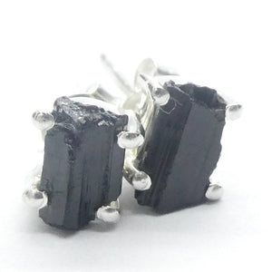 Tourmaline Studs | Raw Black Crystal | 925 Sterling Silver | Empower cleanse base chakra | Capricorn | Scorpio | Libra Stone | Crystal Heart Melbourne est 1986
