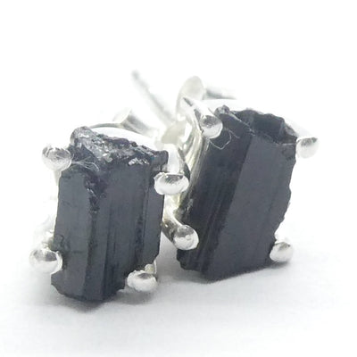 Tourmaline Studs | Raw Black Crystal | 925 Sterling Silver | Empower cleanse base chakra | Capricorn | Scorpio | Libra Stone | Crystal Heart Melbourne est 1986
