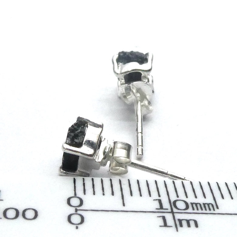 Tourmaline Studs | Raw Black Crystal | 925 Sterling Silver | Empower cleanse base chakra | Capricorn | Scorpio | Libra Stone | Crystal Heart Melbourne est 1986
