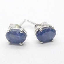 Load image into Gallery viewer, Blue Sapphire Studs | Faceted Oval | 925 sterling Silver | Spiritual Perfection | Enlightenment | Genuine Gems from Crystal Heart Melbourne since 1986