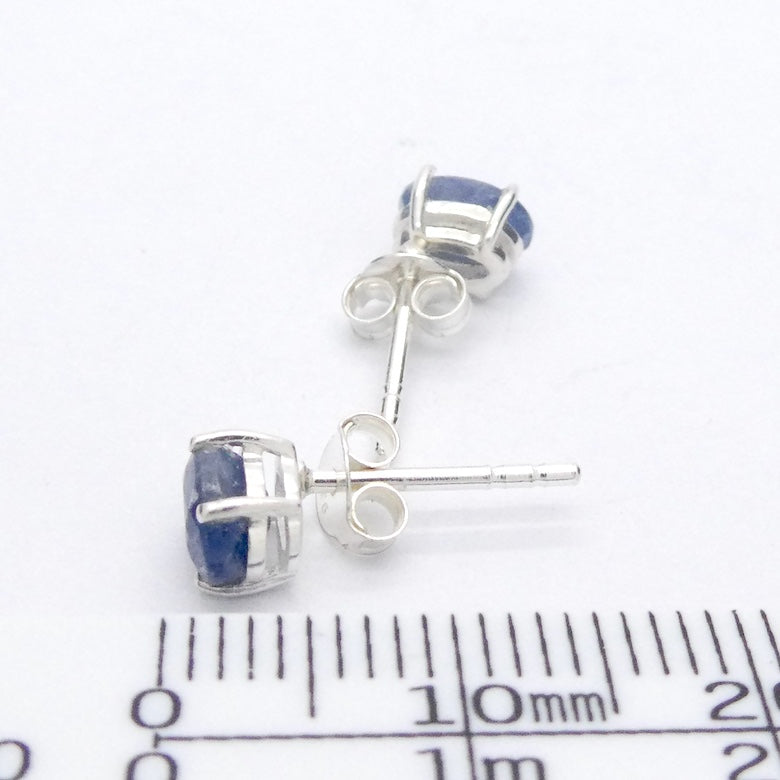 Blue Sapphire Studs | Faceted Oval | 925 sterling Silver | Spiritual Perfection | Enlightenment | Genuine Gems from Crystal Heart Melbourne since 1986