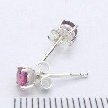 Load image into Gallery viewer, Tourmaline Studs, Pink Rubellite, Faceted Rounds, 925 Sterling Silver