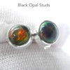 Black Opal Studs | Ethiopian | Mainly Red Flashes | Simple Bezel Setting | 925 Silver | Genuine Gems from Crystal Heart Australia 1986