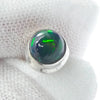 Ethiopian Black Opal Studs, Round Cabochons, 925 Sterling Silver, r2