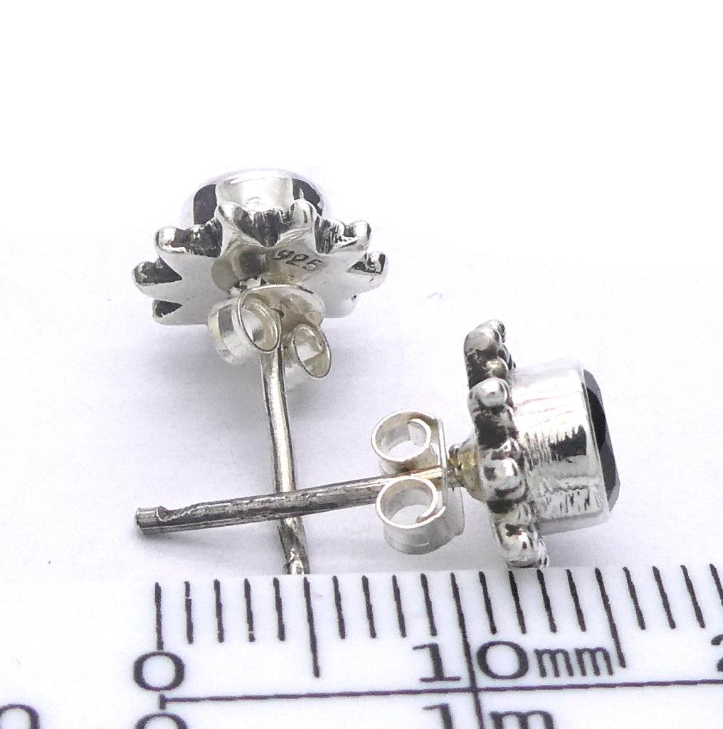 Black Onyx  Stud Earrings | 6 mm faceted rounds | 925 Sterling Silver | Wisdom Protection | Harmony & Power | Leo | Capricorn | Crystal Heart Melbourne est 1986